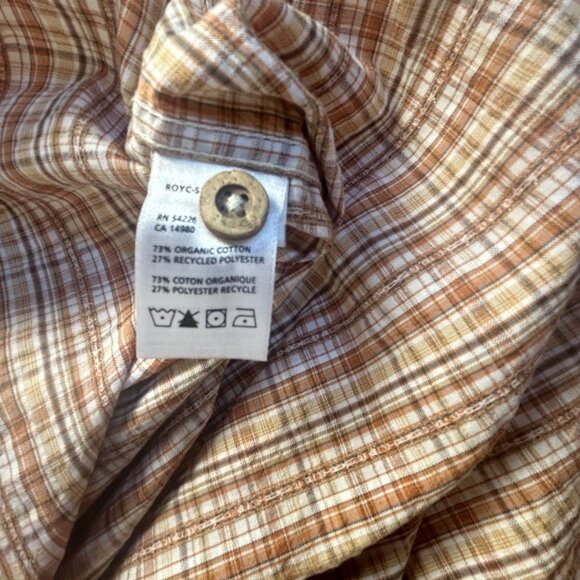 Royal Robbins Mens Plaid Short Sleeve Button-Up Shirt Large Organic Cotton Blend - Picture 4 of 8